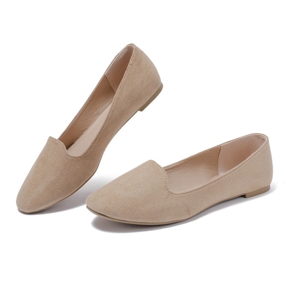 Cociicii Womens Size 10 Beige Faux Suede Slip On Ballet Flats New